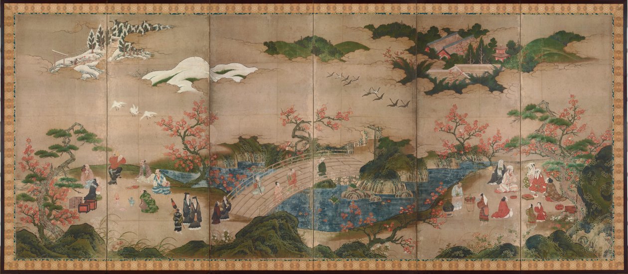 Les spectateurs des érables - Paravent en six panneaux - Hideyori Kano