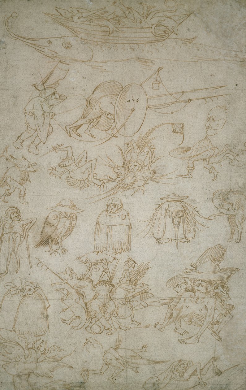 Études Grotesques (verso), 15ème siècle - Hieronymus Bosch