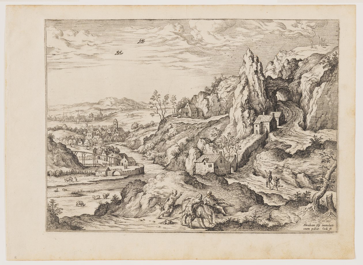 Abraham et Isaac sur le chemin du sacrifice, extrait de Paysages avec scènes bibliques et mythologiques - Hieronymus Cock