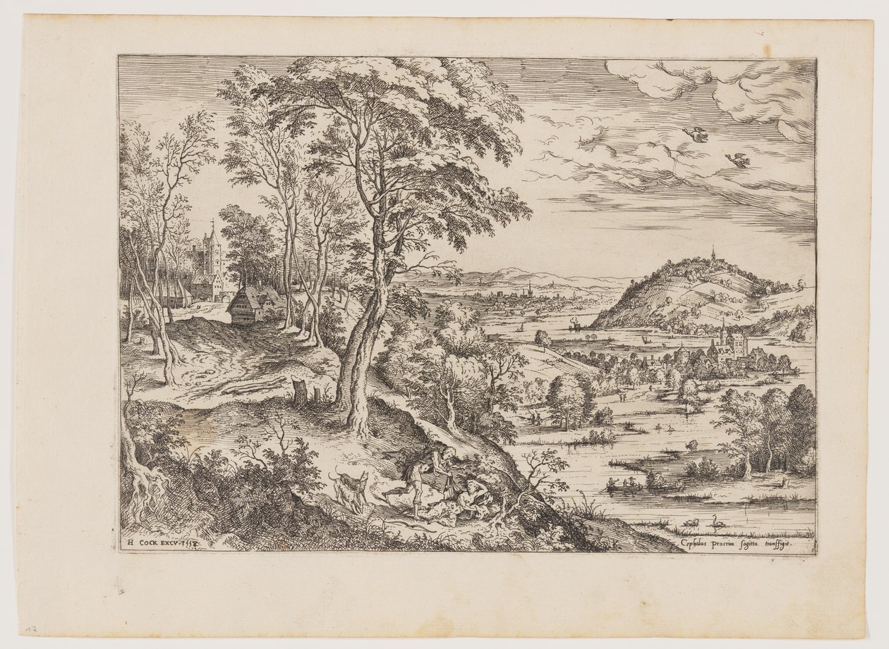 Céphale et Procris, tirés de Paysages avec scènes bibliques et mythologiques - Hieronymus Cock