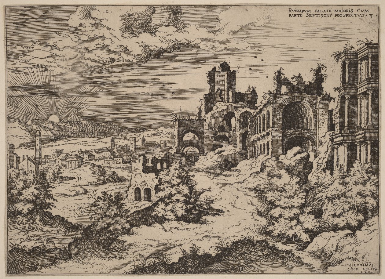 Ruines du Palatin et vue panoramique - Hieronymus Cock