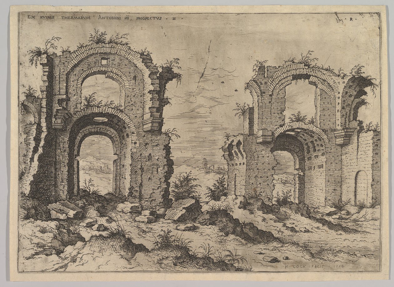 Deuxième vue des thermes de Dioclétien, de la série des ruines romaines - Hieronymus Cock