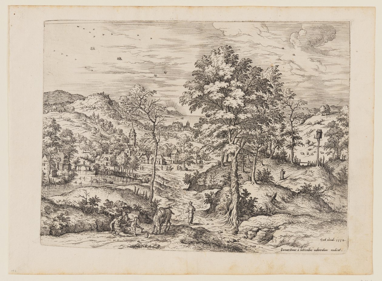 Le bon Samaritain, extrait de Paysages avec scènes bibliques et mythologiques - Hieronymus Cock
