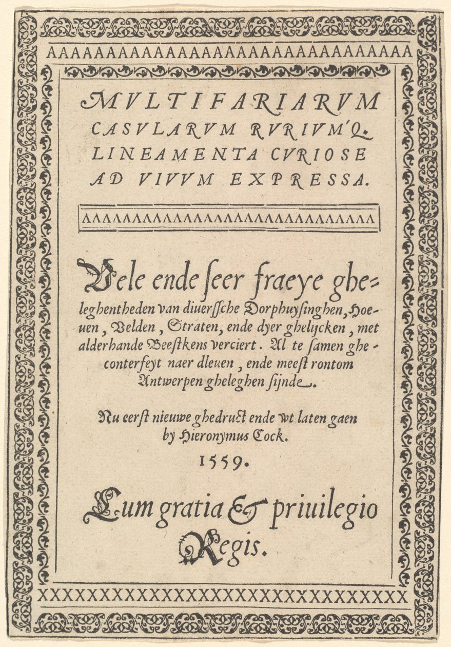 Page de titre pour "Multifariarum Casularum" - Hieronymus Cock