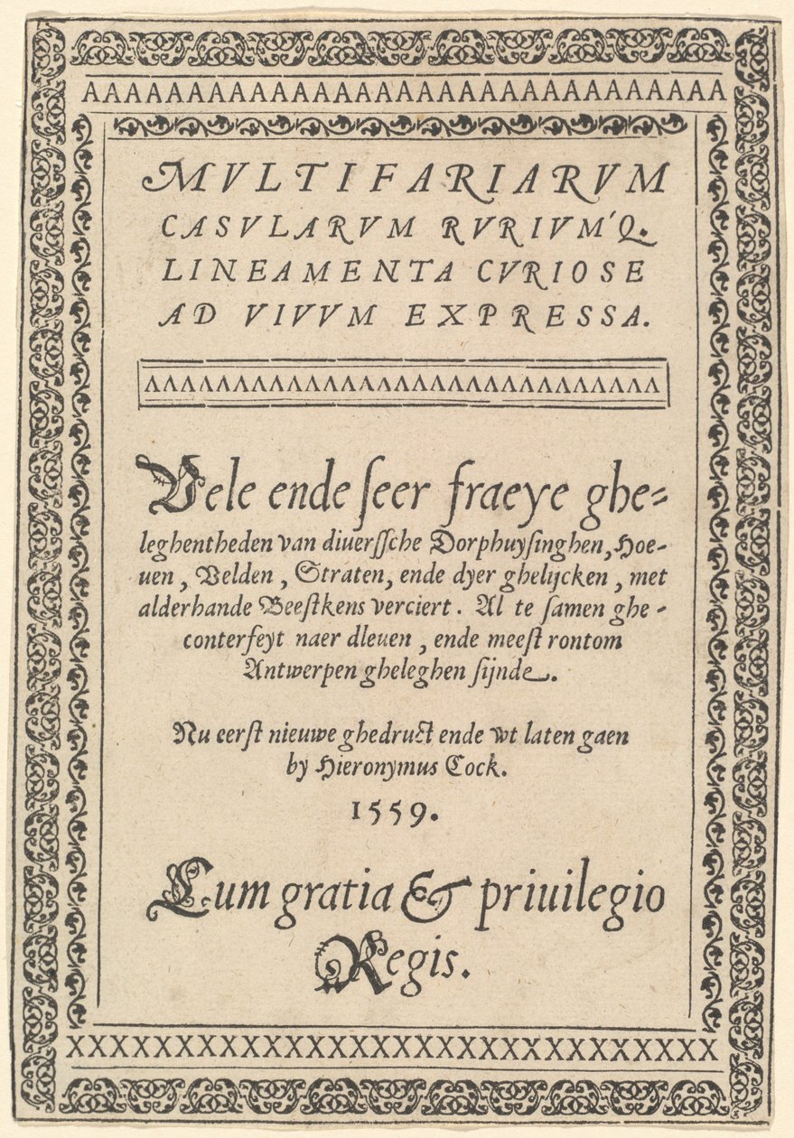 Page de titre de « Multifariarum Casularum » - Hieronymus Cock
