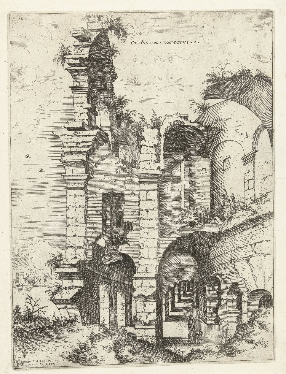 Cinquième vue du Colisée à Rome (Colossæi ro prospectvs 5) (Ruines romaines) - Hieronymus Cock