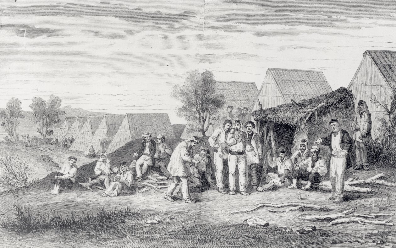 Camp de déportés sur la péninsule de Cros, Nouvelle-Calédonie, 1873 - Hippolyte Dutheil