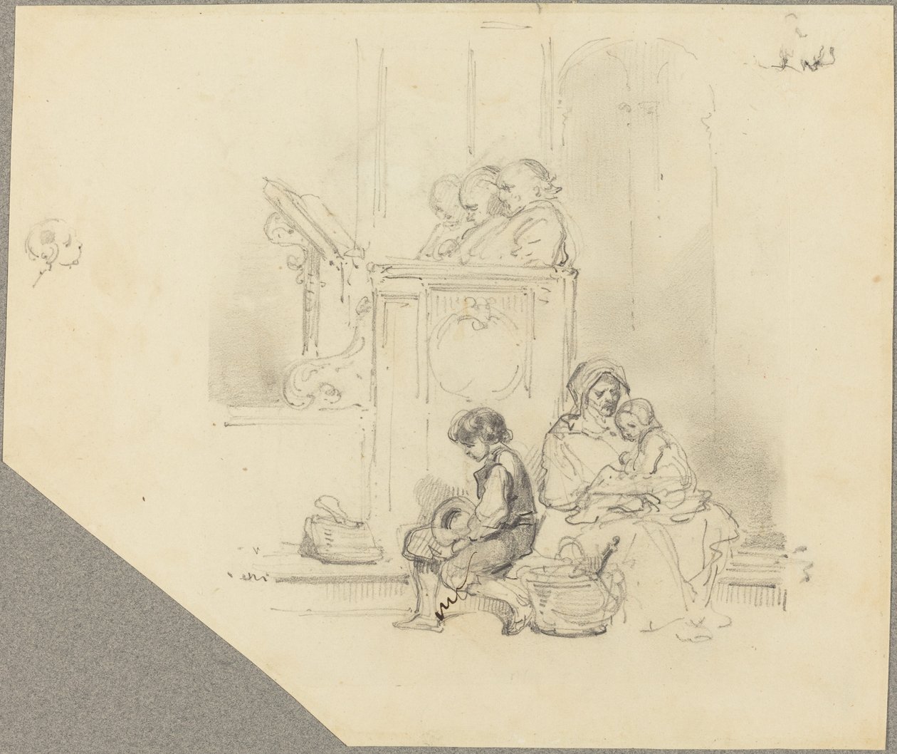 Figures à un Service Religieux - Hippolyte Bellange
