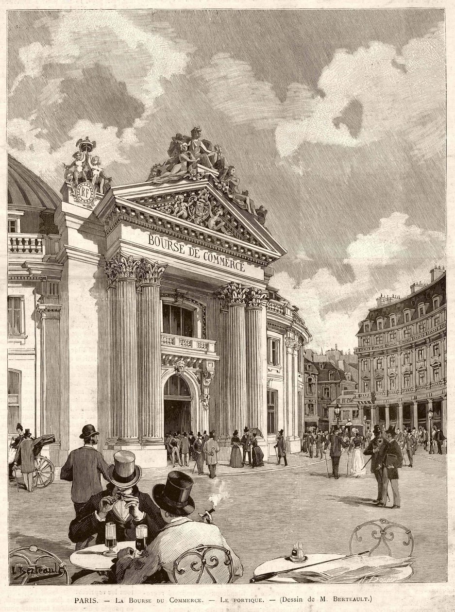 La Bourse de Paris en 1889. Dessin de M. Berteault - Hippolyte Berteaux