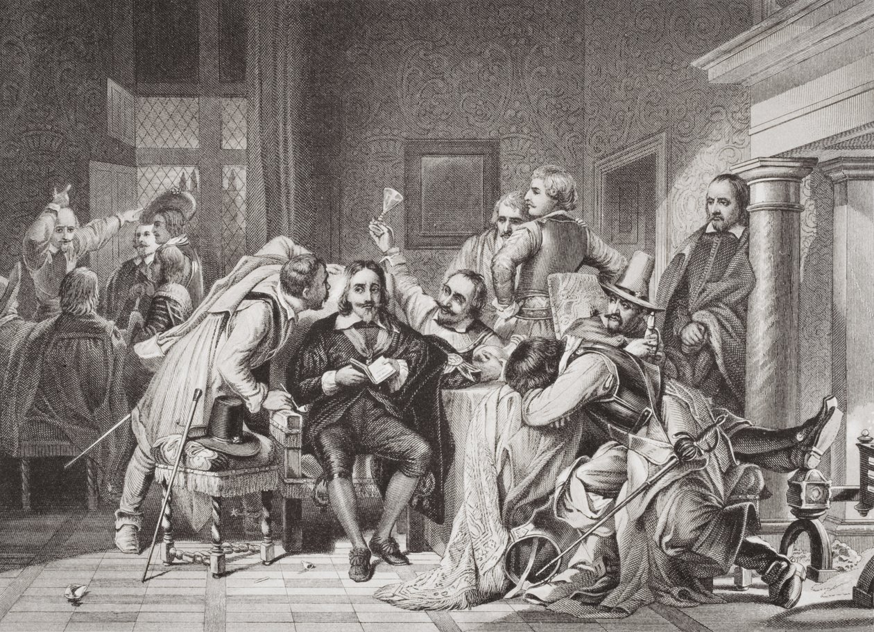 Charles I (1600-49) dans la salle de garde insulté par les soldats d