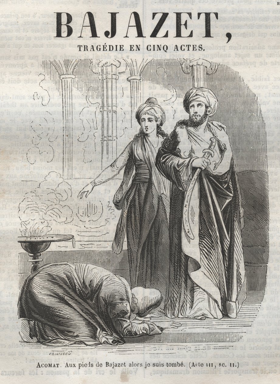 Bajazet tragédie en cinq actes de Jean Racine - gravure dans « Œuvres de Jean Racine » illustrée par Pauquet et notice par Émile de La Bédollière - 1851. - Hippolyte Louis Pauquet
