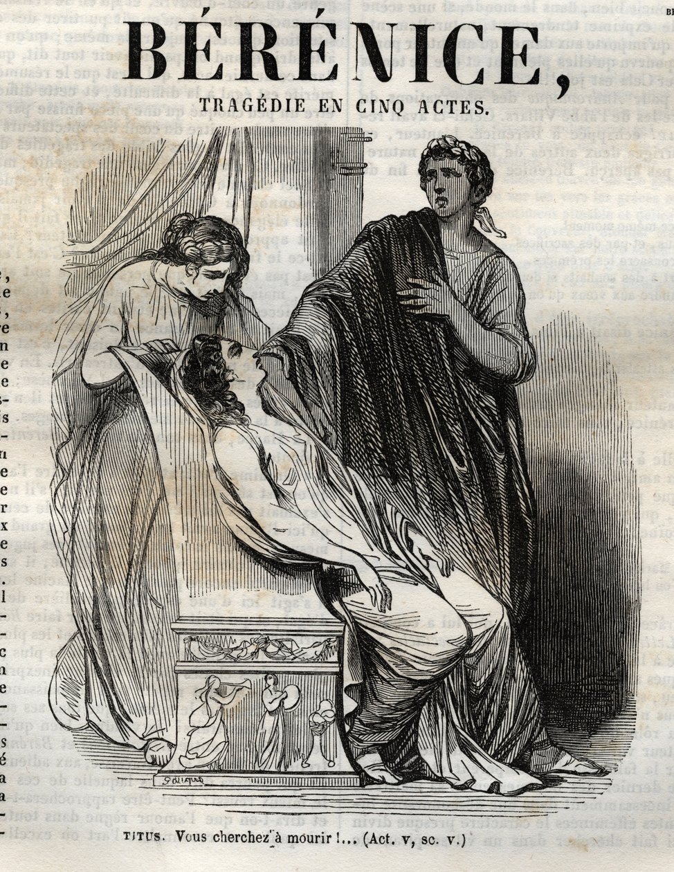 Bérénice tragédie en cinq actes - gravure dans « Œuvres de Jean Racine » illustrée par Pauquet et notice par Émile de La Bédollière - 1851 - Hippolyte Louis Pauquet