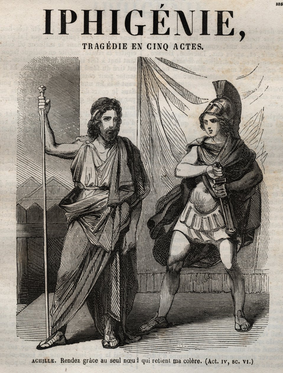 Iphigénie tragédie de Jean Racine - gravure dans « Œuvres de Jean Racine » illustrée par Pauquet et notice par Émile de La Bédollière - 1851. - Hippolyte Louis Pauquet
