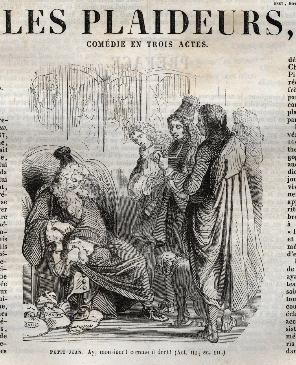 Les Plaideurs (1668) comédie en trois actes - gravure dans "Œuvres de Jean Racine" illustrée par Pauquet et notice par Emile de La Bédollière - 1851 - Hippolyte Louis Pauquet