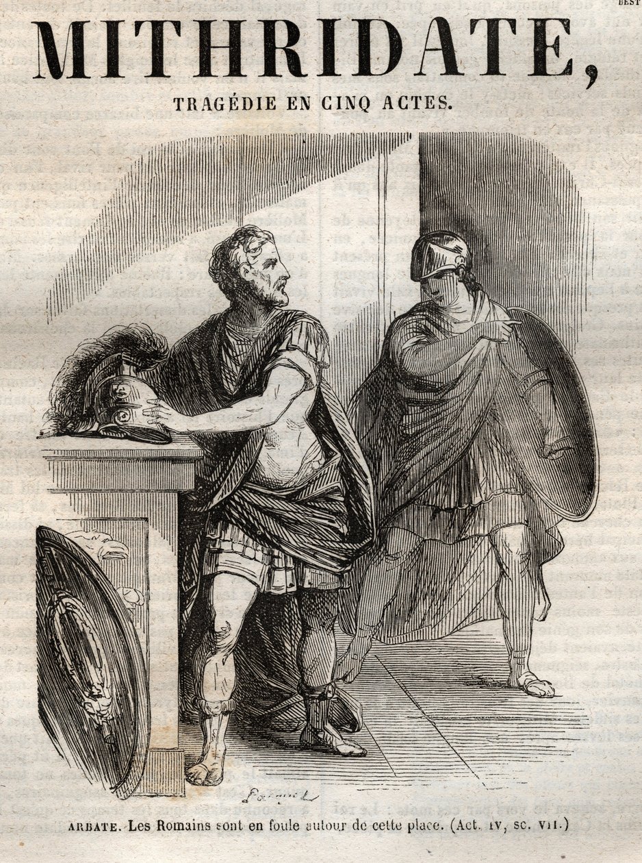 Mithridate, tragédie en cinq actes de Jean Racine - gravure dans « Œuvres de Jean Racine » illustrée par Pauquet et notice par Emile de La Bédollière - 1851 - Hippolyte Louis Pauquet