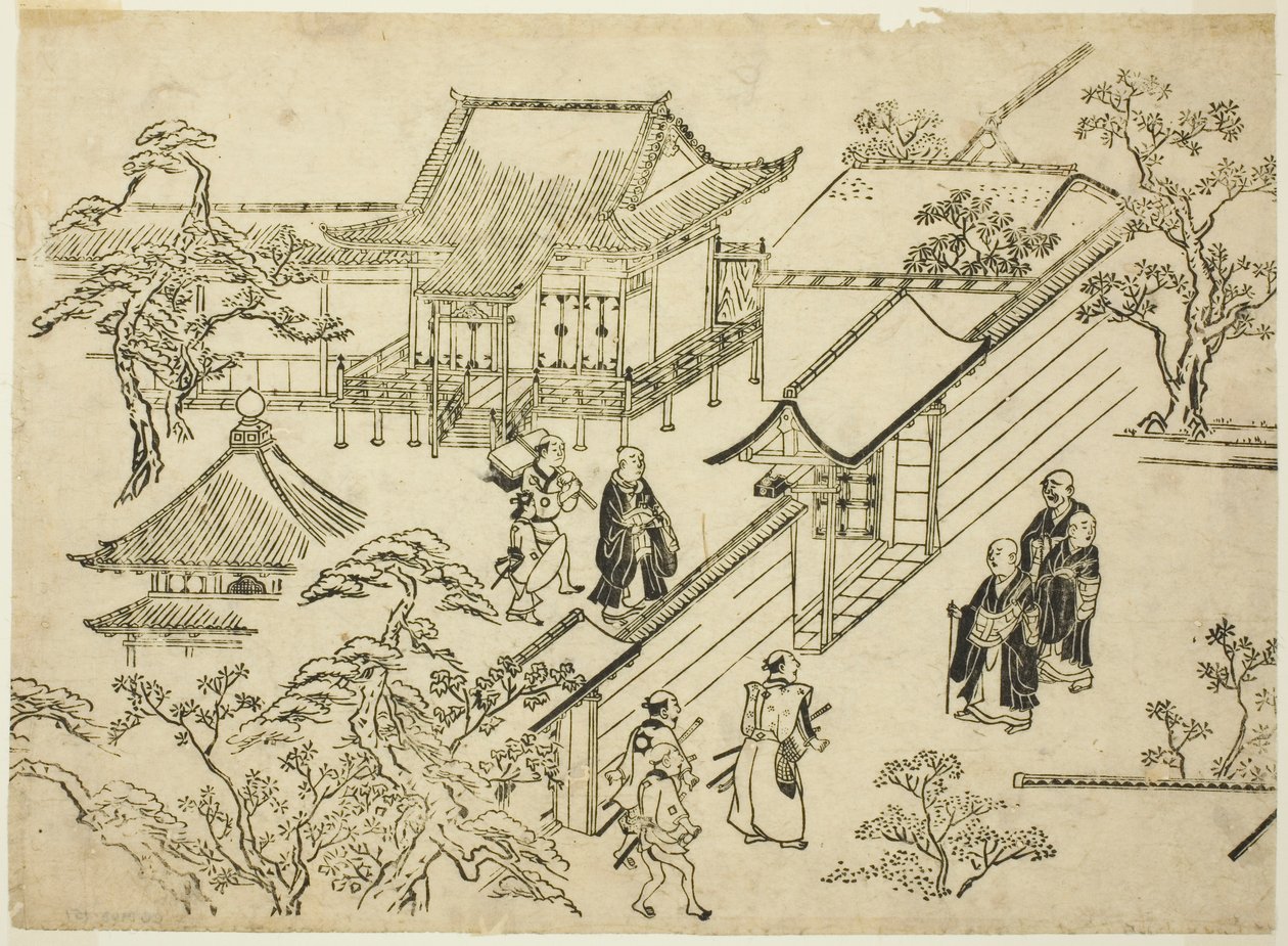 Honbo, de la série "Scènes de contemplation des fleurs à Ueno (Ueno hanami no tei)" - Hishikawa Moronobu