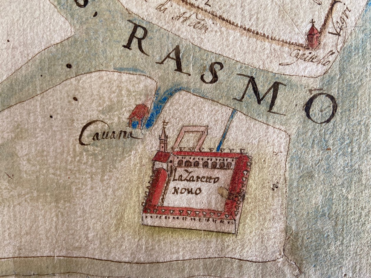 Lazzaretto Nuovo sur une carte du 17ème siècle - Historical Document.