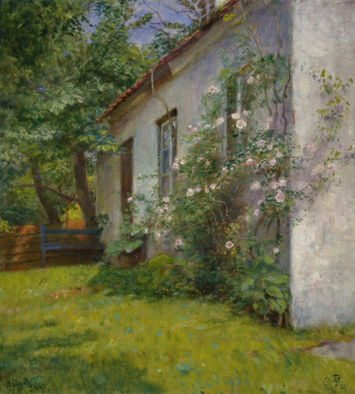 House with rose bush, Sandø - Hjalmer Eilif Emanuel Peterssen