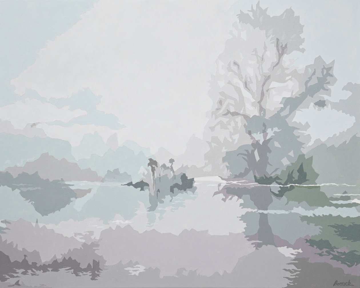 Matin brumeux, 2024 (huile sur toile) - Holly Boruck