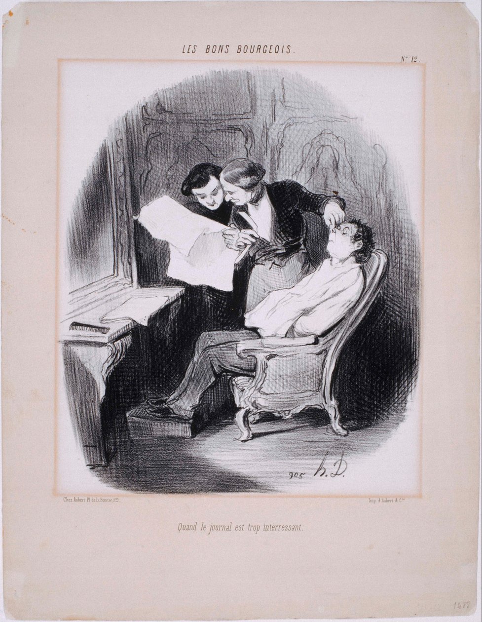 Les Bons Bourgeois- Quand le journal est trop intéressant - Honoré Daumier
