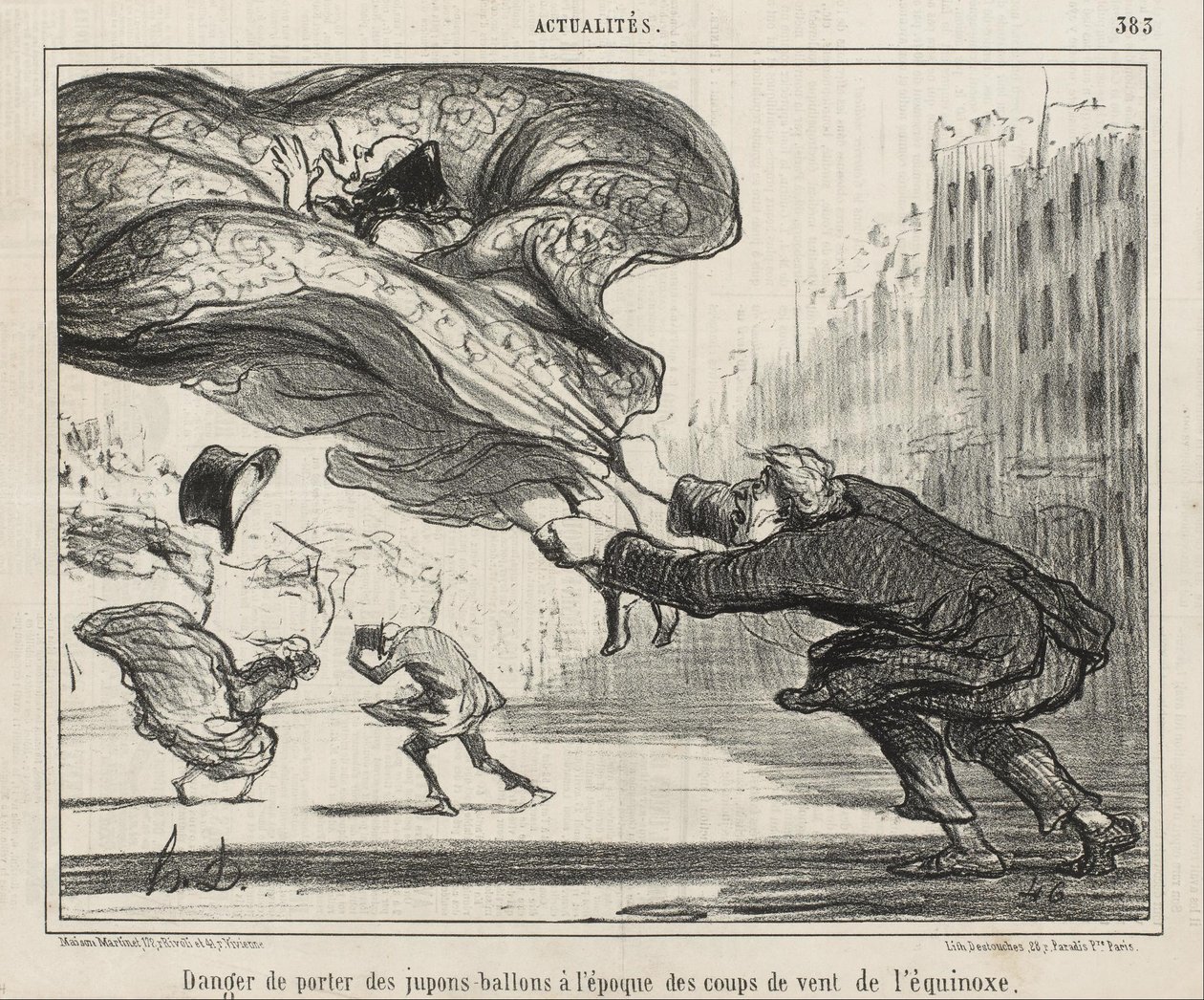 Le danger de porter des jupes cerclées - Honoré Daumier