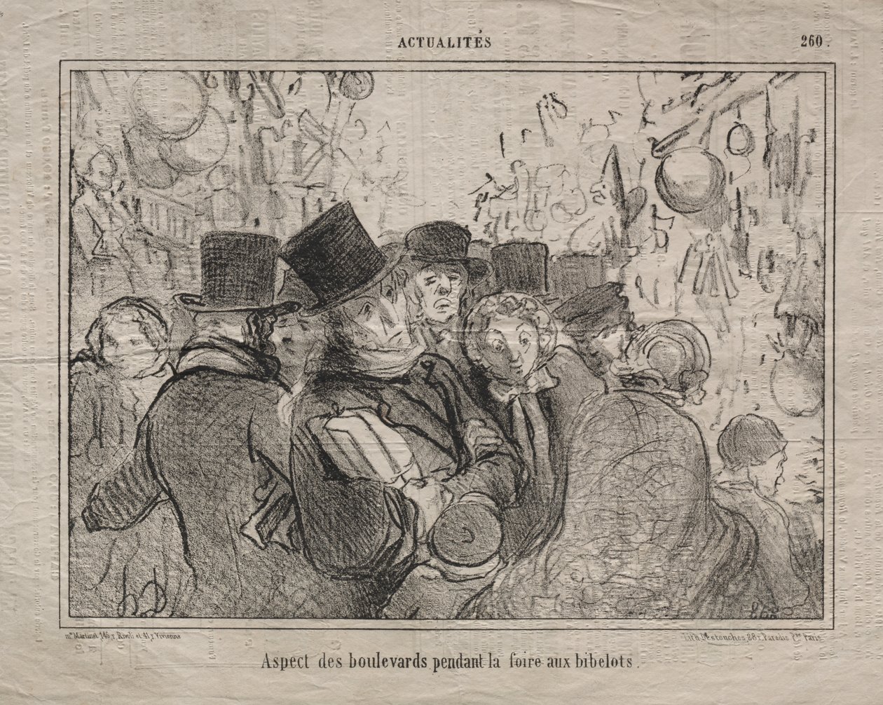 Actualités (No. 260) : Vue des boulevards pendant un marché aux bibelots - Honoré Daumier