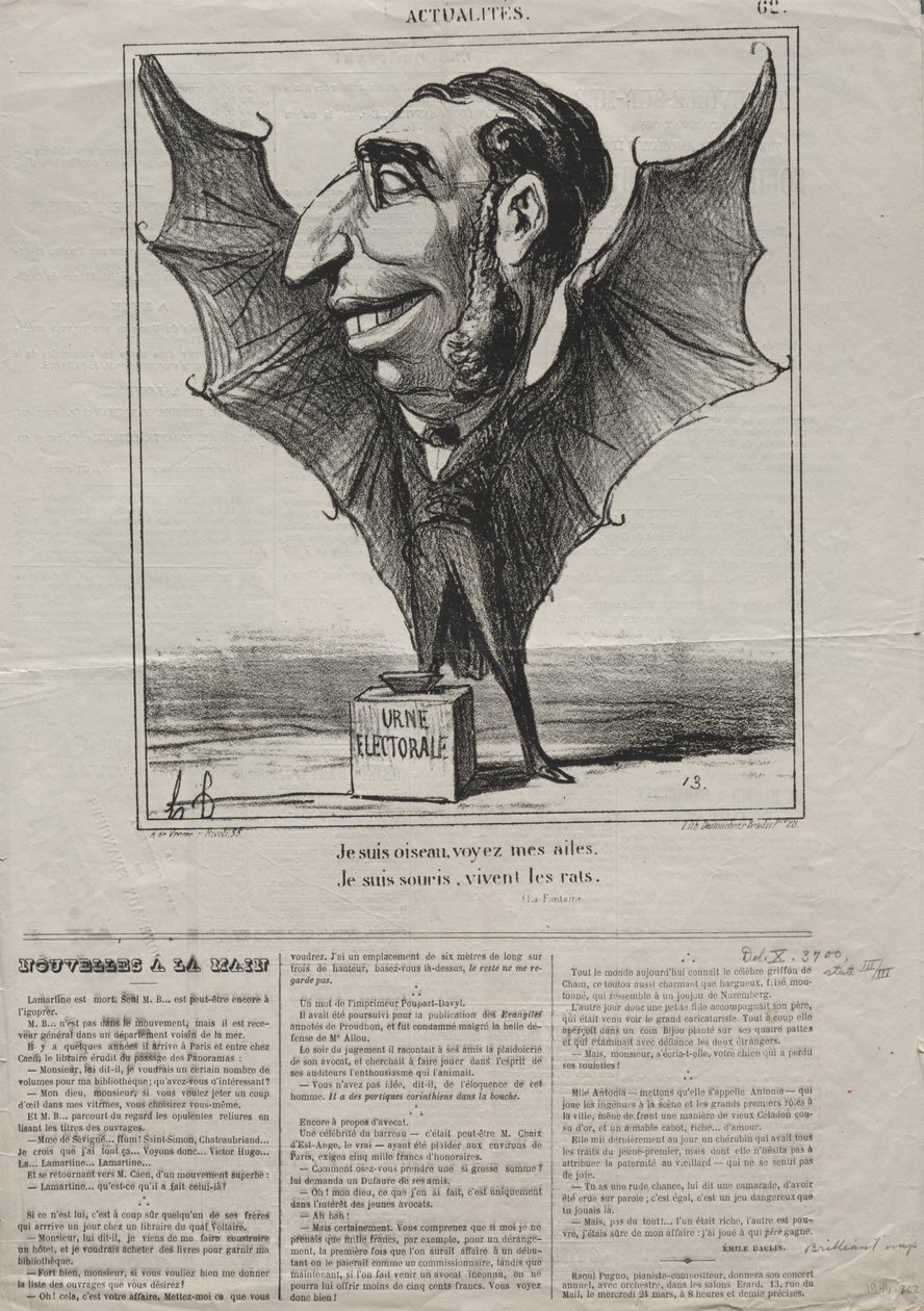 Actualités (n° 62) : Je suis un oiseau, regarde mes ailes.. - Honoré Daumier