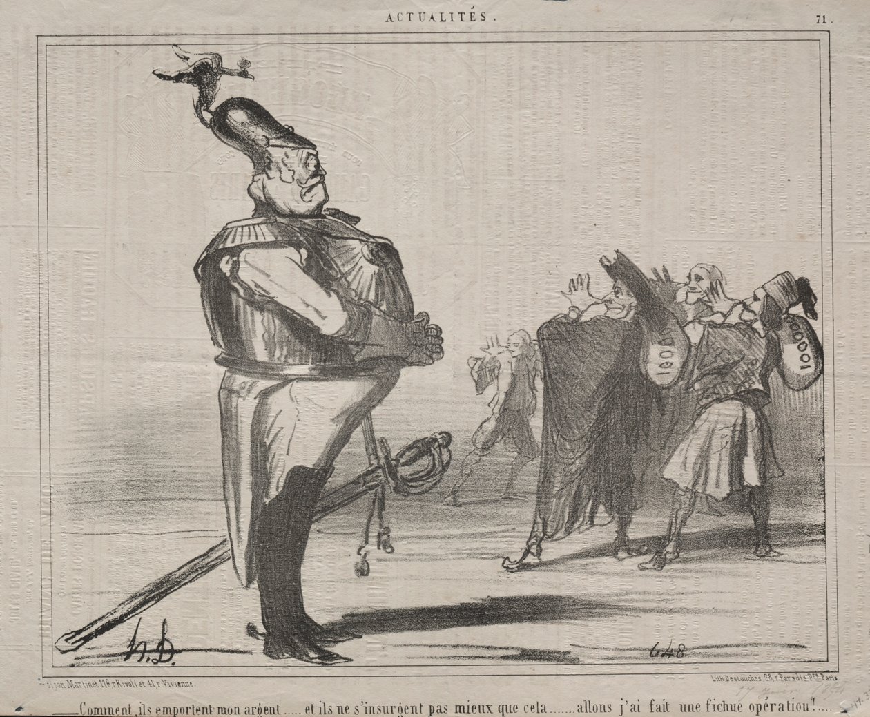 Actualités No. 71: Pourquoi emportent-ils mon argent..., 1854 - Honoré Daumier