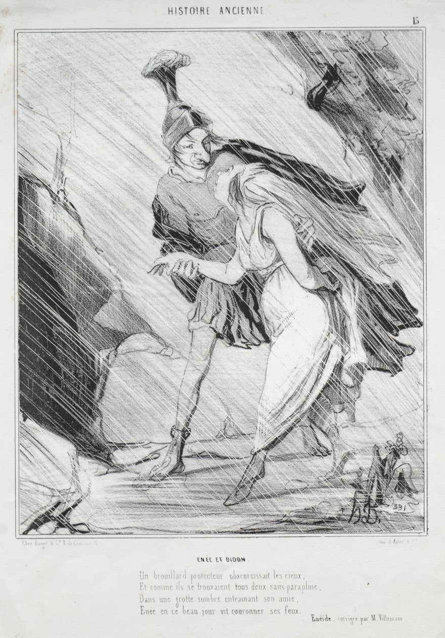 Histoire ancienne, planche 15 : Énée et Didon, 1842 - Honoré Daumier
