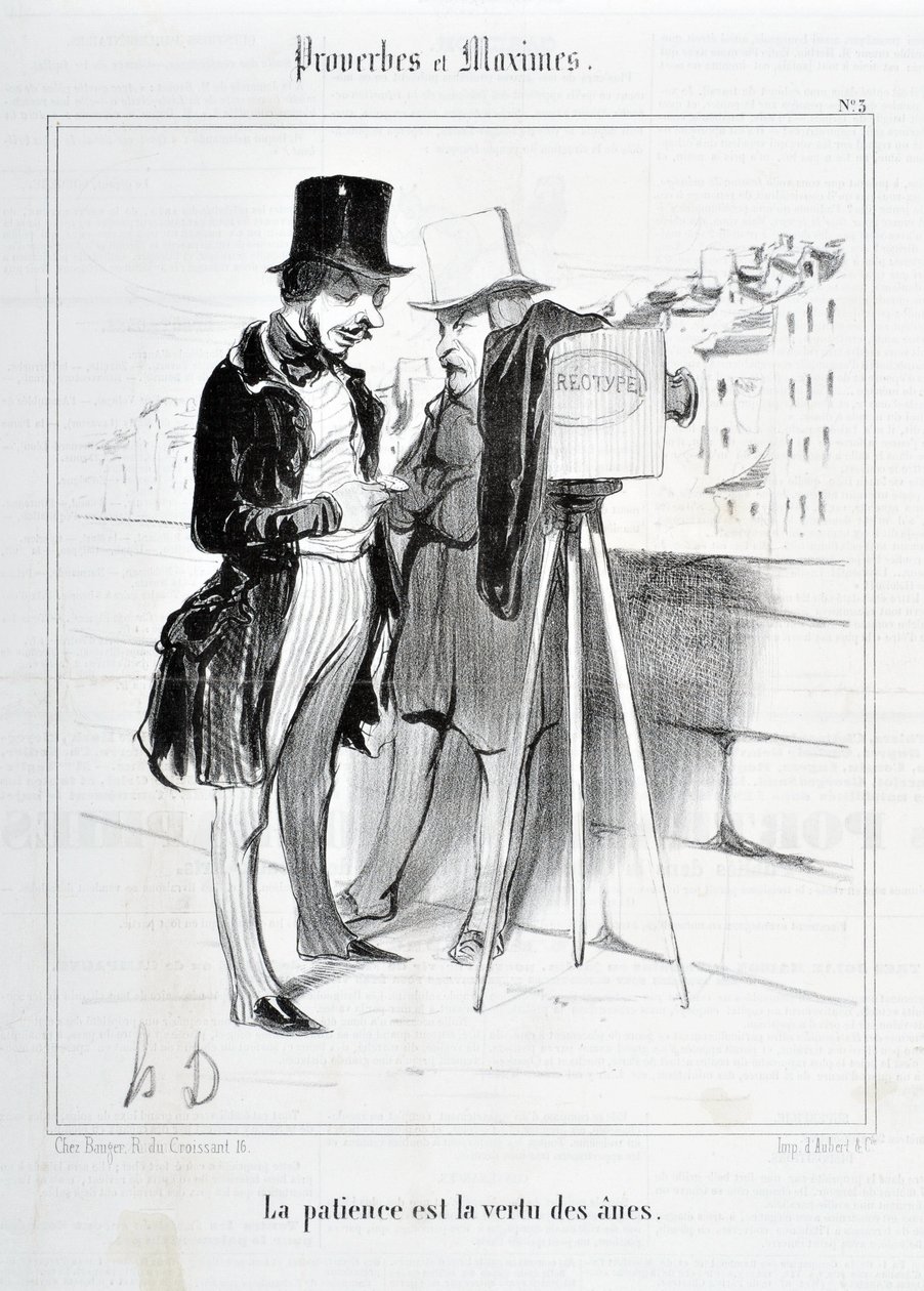Œuvre de Honoré Daumier (1808-1879). Charivari date de 1840 : Série PROVERBES ET MAXIMES - La patience est la vertu des ânes. MUSEE DES BEAUX ARTS - PALAIS LONGCHAMP, MARSEILLE - Honoré Daumier
