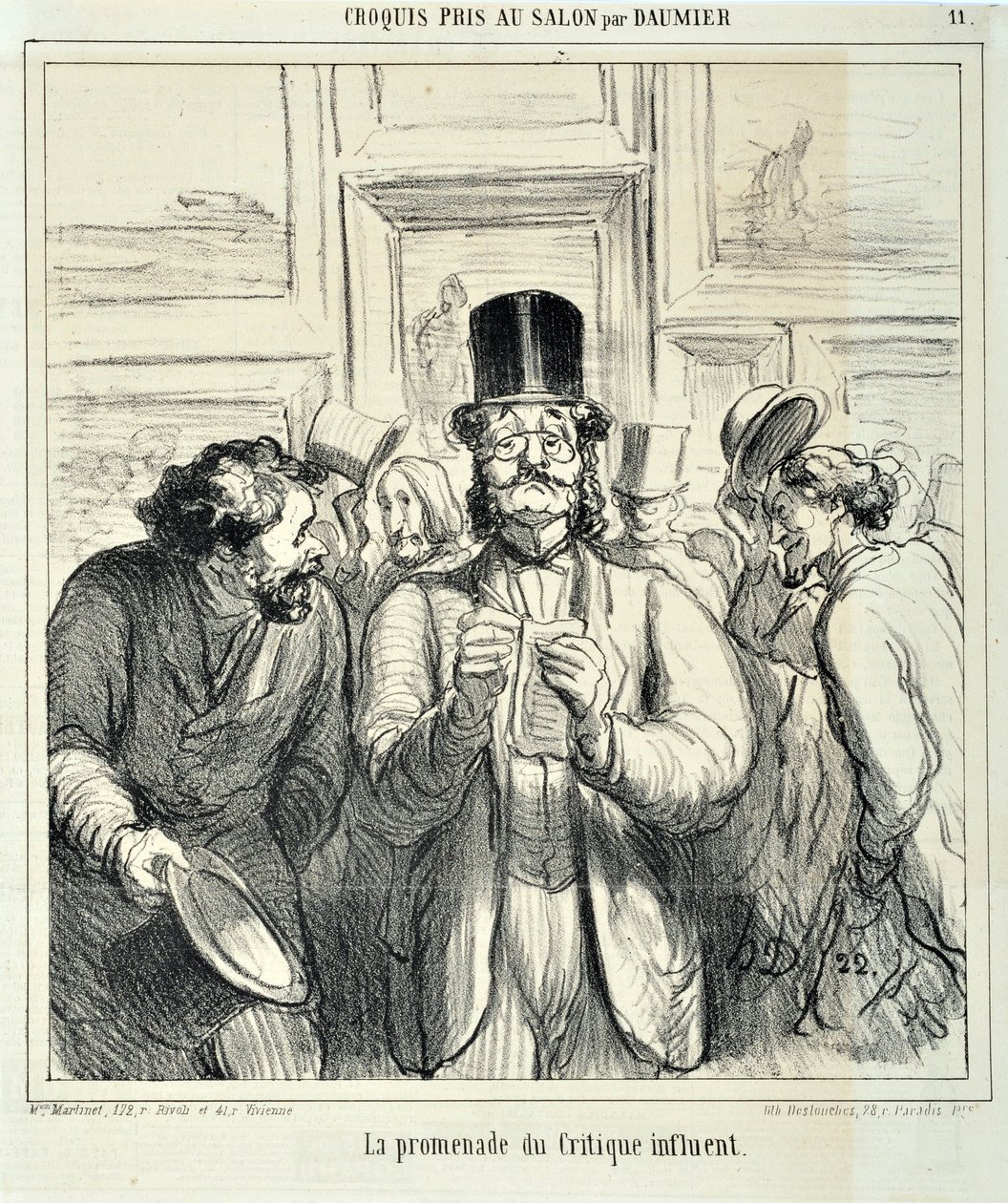 Œuvre de Honoré Daumier (1808-1879). Charivari date de 1865 : Série Croquis pris au Salon La promenade du critique influent MUSEE DES BEAUX ARTS - PALAIS LONGCHAMP, MARSEILLE - Honoré Daumier