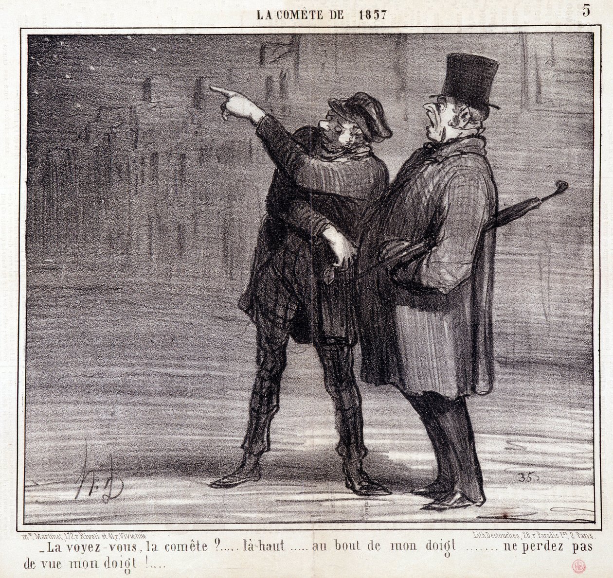 Dessin animé sur la science. Série sur « la Comète de 1857 » : « Voyez-vous le comité?... » Un voleur détourne l