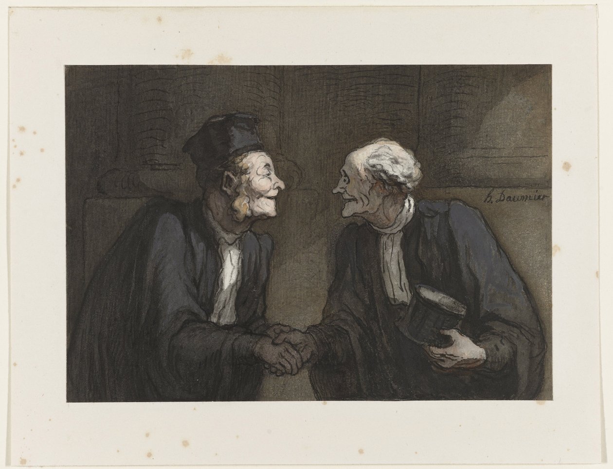 Deux avocats : la poignée de main - Honoré Daumier