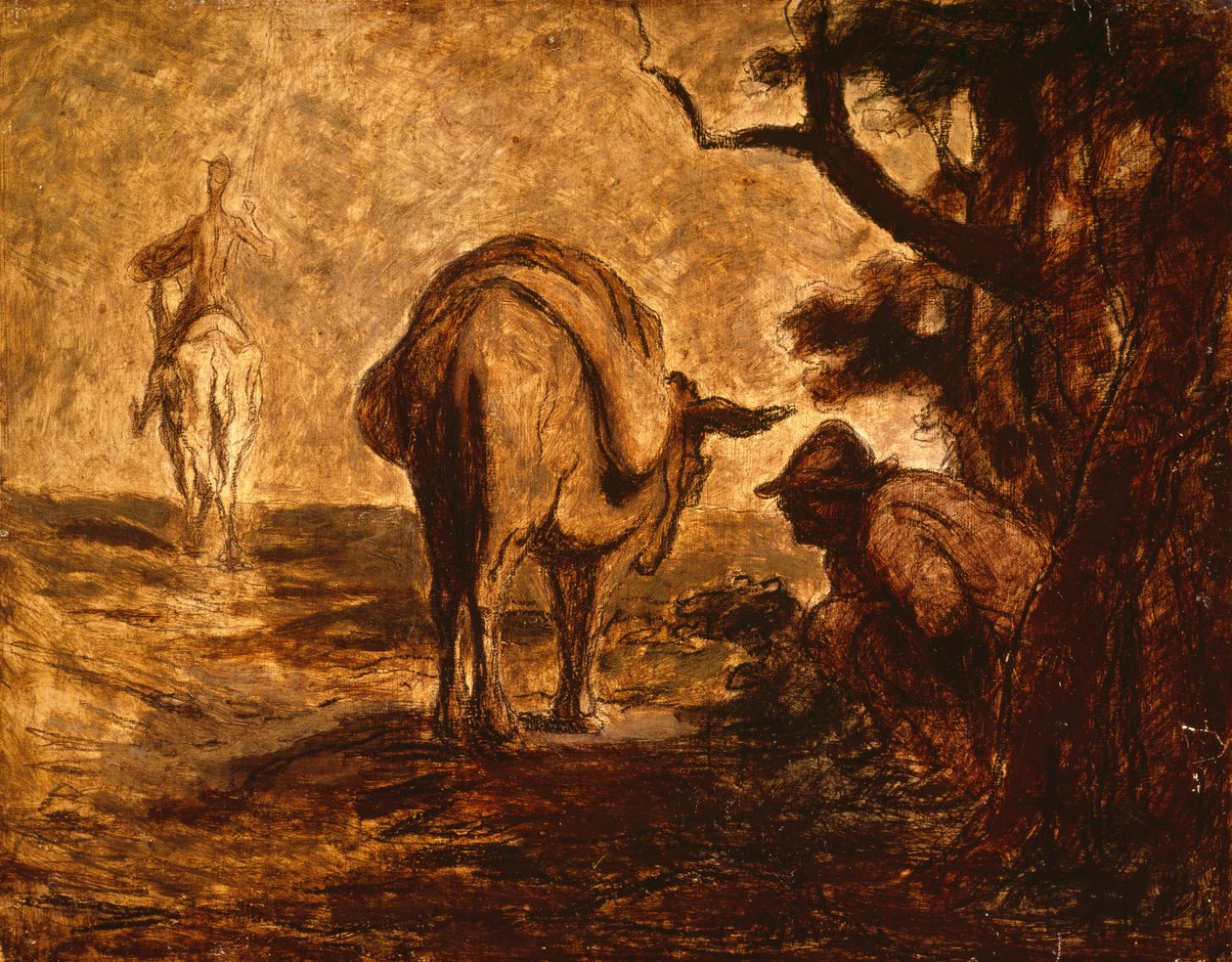 Don Quichotte et Sancho Panza se Soulageant, c. 1855 - Honoré Daumier