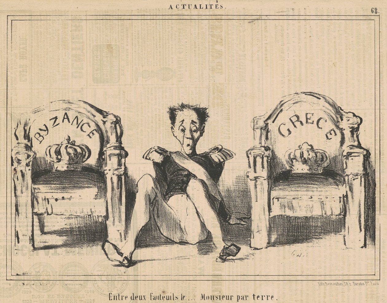 Entre deux fauteuils le...monsieur par terre - Honoré Daumier