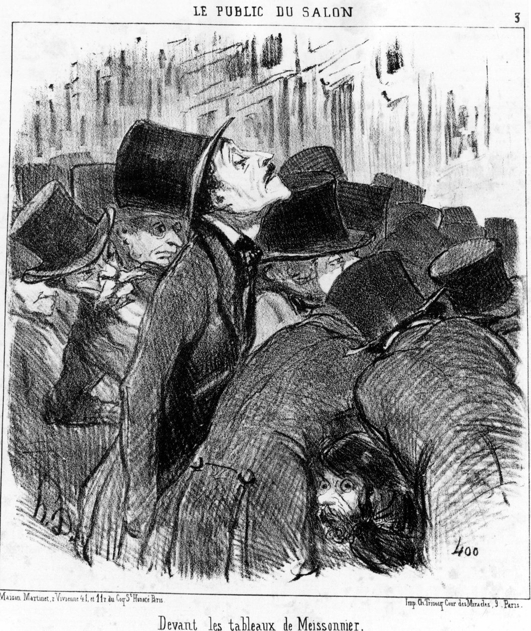 Devant les tableaux de Meissonnier, tiré de « Peintures et Salons », série de caricatures par Honoré Daumier (1808-1879). « Charivari » - Honoré Daumier