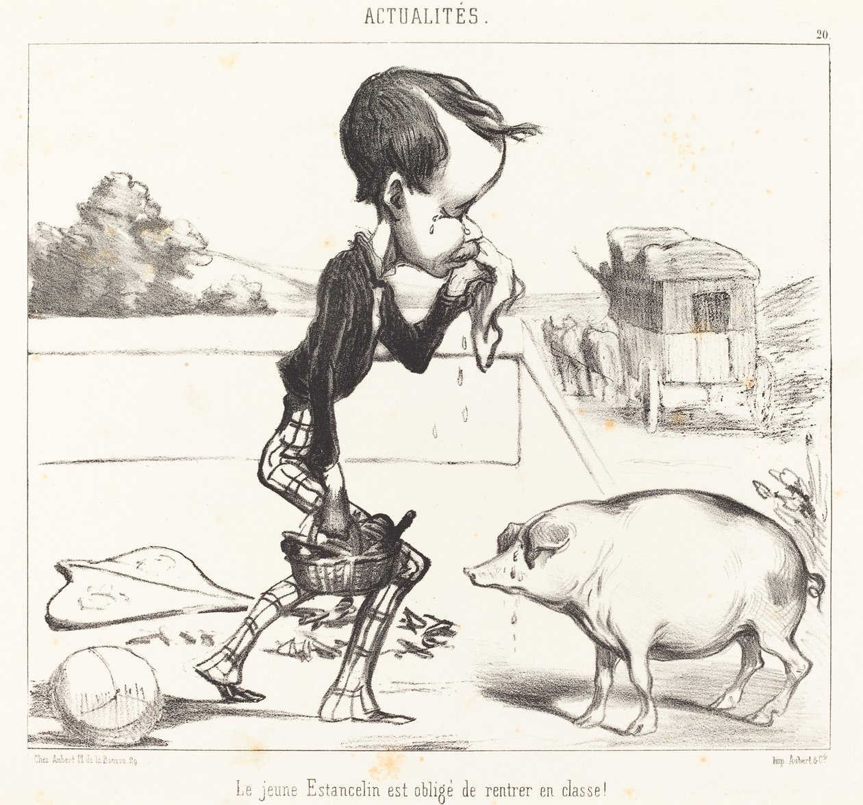 Le jeune Estancelin est obligé de rentrer en classe! - Honoré Daumier