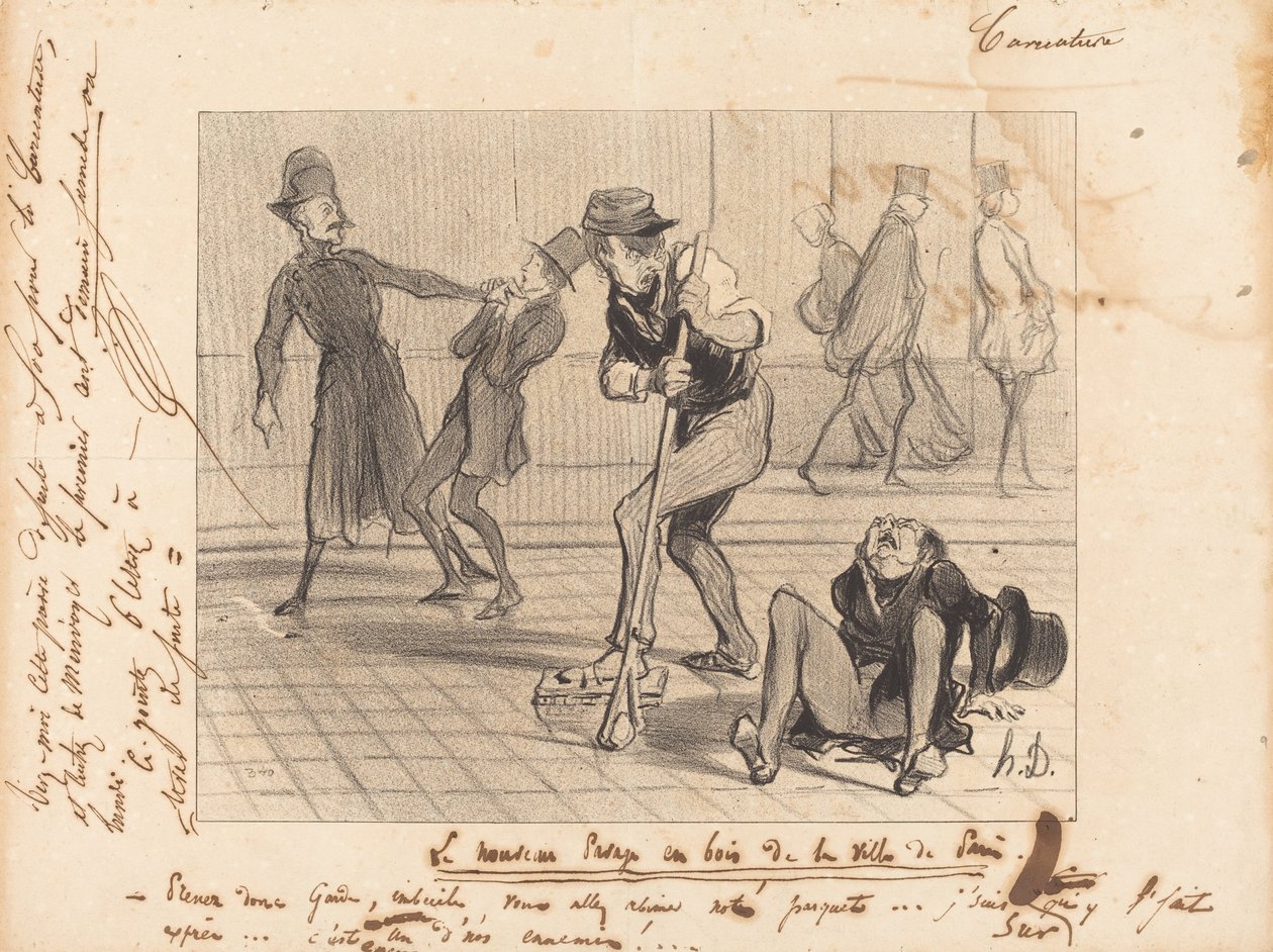 Le Nouveau pavage en bois... de Paris - Honoré Daumier