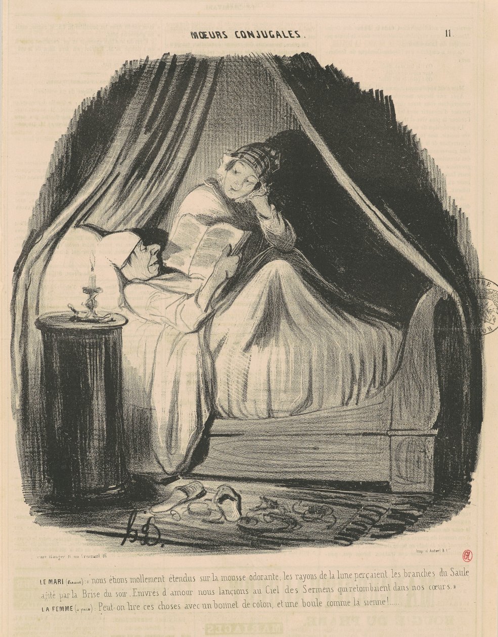 Le mari lisant: nous étions mollement étendus... - Honoré Daumier