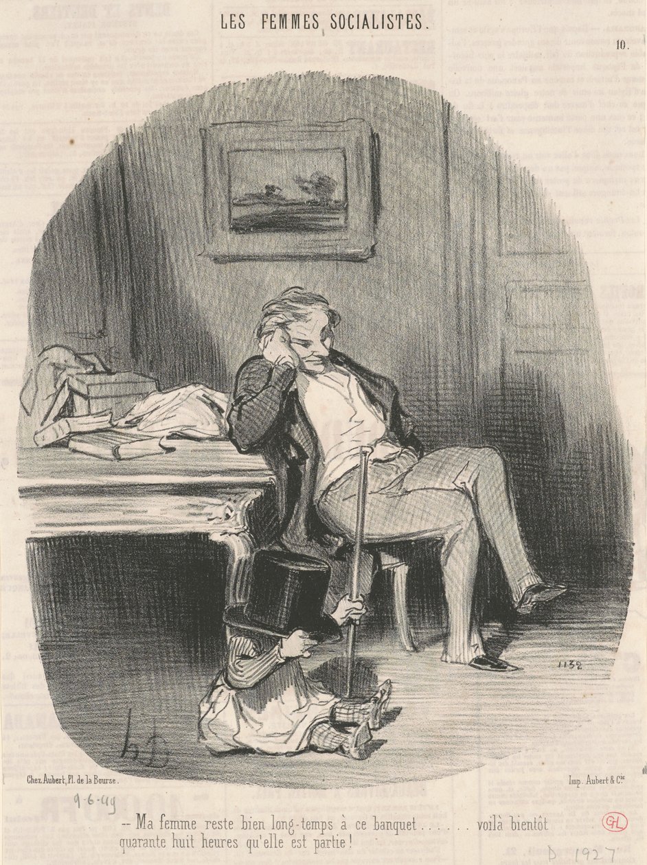 Ma femme reste bien longtemps à ce banquet - Honoré Daumier