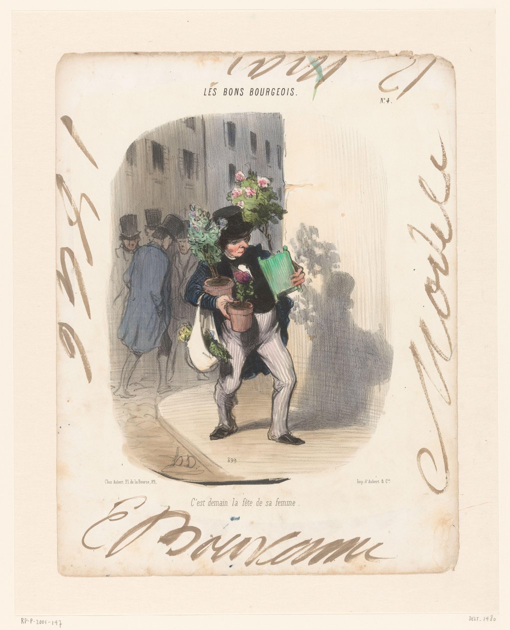 Homme apportant des plantes à sa femme - Honoré Daumier