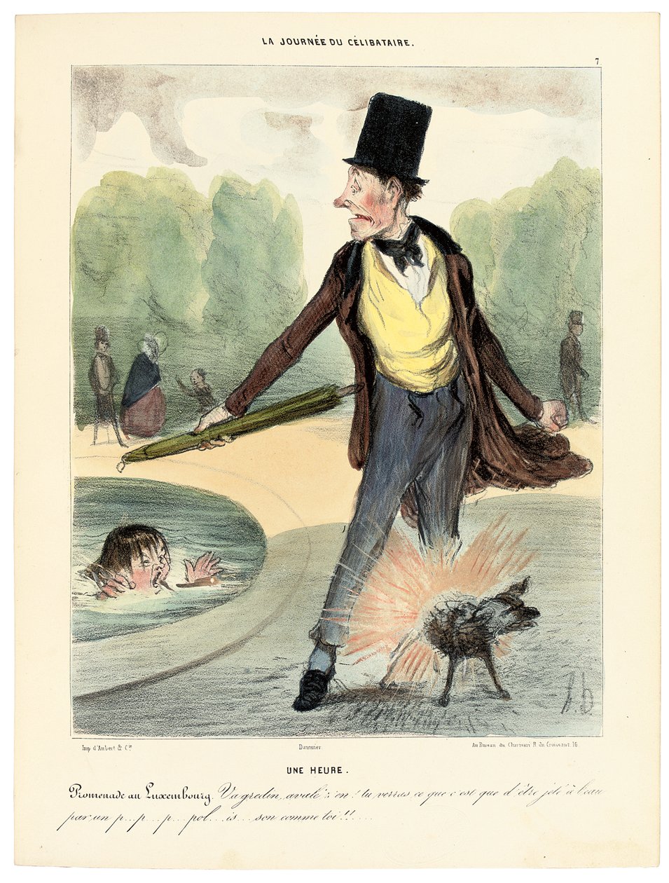 Une heure : Promenade dans les jardins du Luxembourg, 1839 - Honoré Daumier