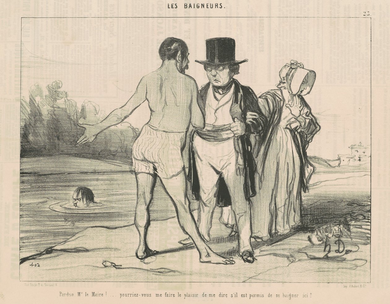 Pardon, Monsieur le Maire ! ... pourriez-vous ... - Honoré Daumier