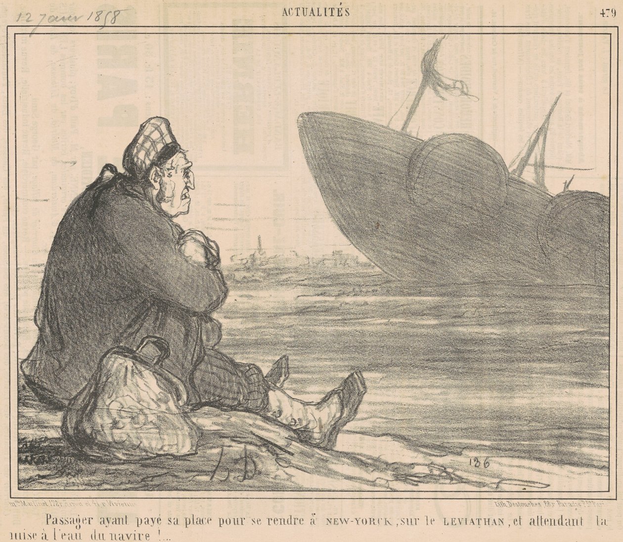Passager ayant payé pour se rendre à New-York - Honoré Daumier