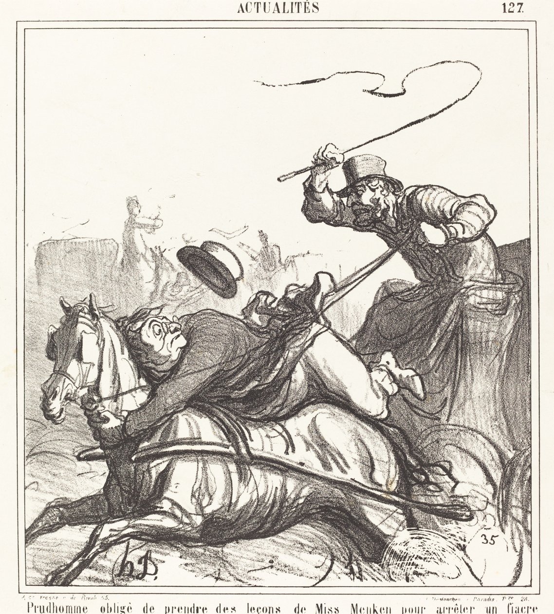 Prudhomme obligé de prendre des leçons - Honoré Daumier