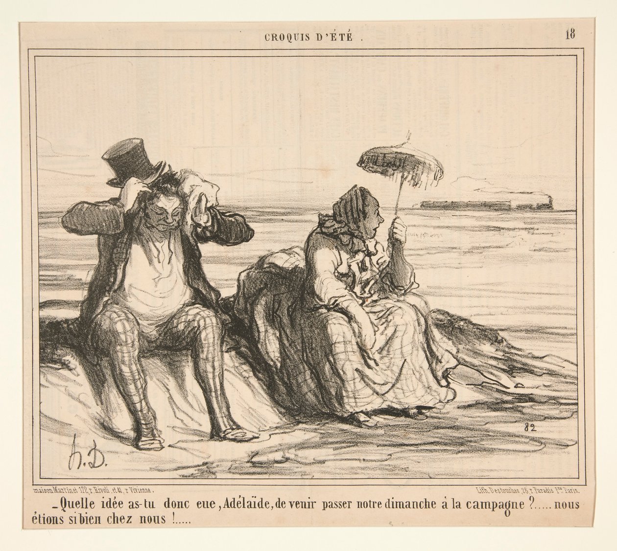Quelle idée as-tu donc eue, Adélaïde, de venir passer - Honoré Daumier