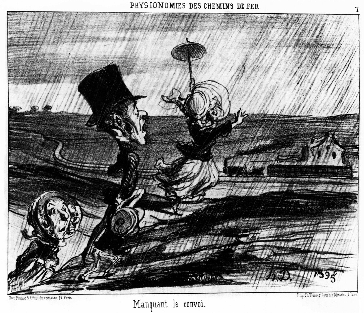 Physionomies ferroviaires. Manquer le convoi: série de caricatures sur les chemins de fer par Honoré Daumier. Charivari - Honoré Daumier