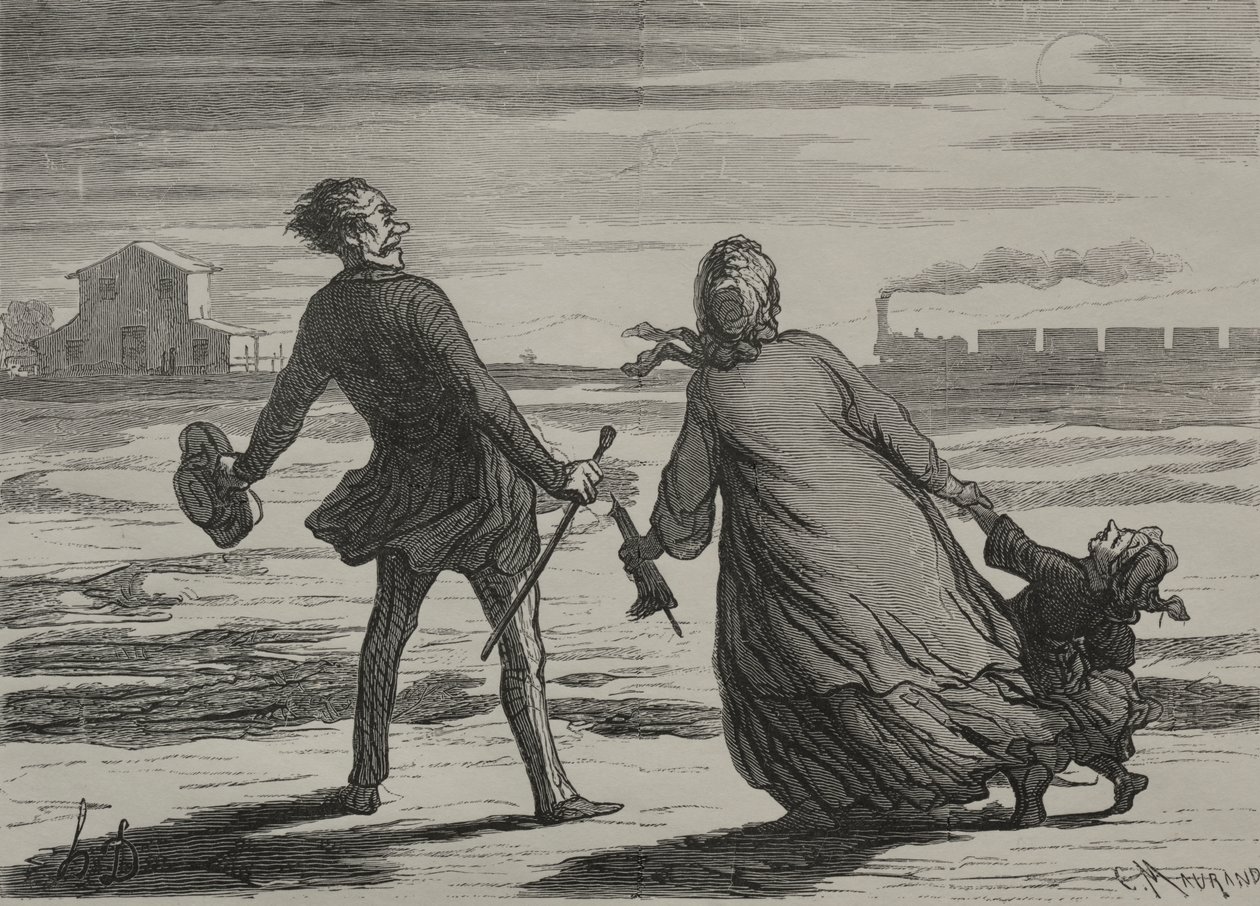 Le chemin de fer : Trop tard - Honoré Daumier
