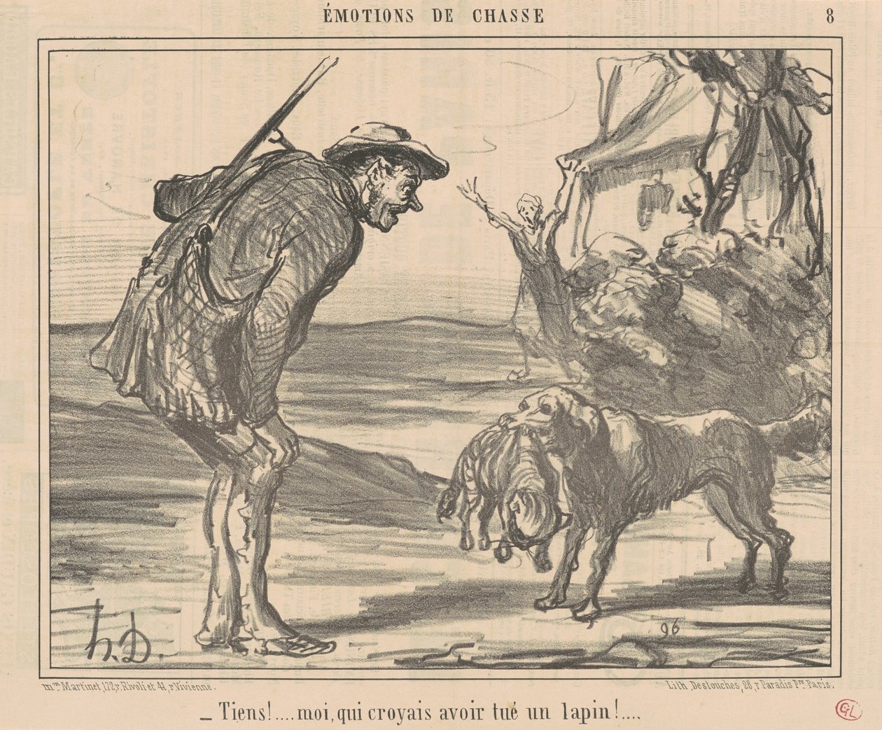 Tiens! Moi, croyais avoir tué un lapin! ... - Honoré Daumier