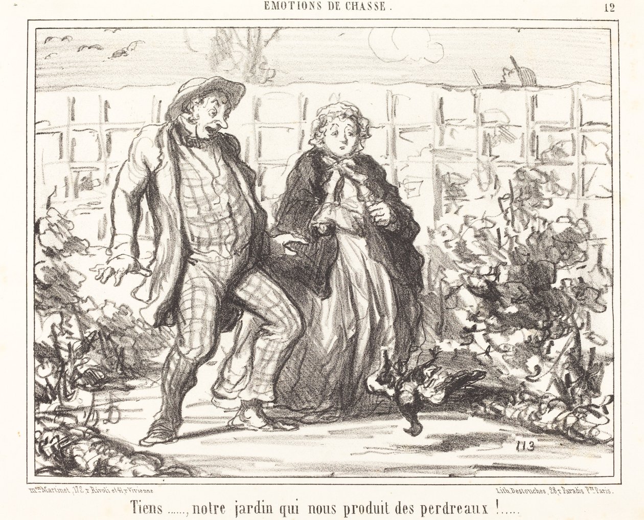 Tiens... notre jardin... produit des perdreaux!... - Honoré Daumier
